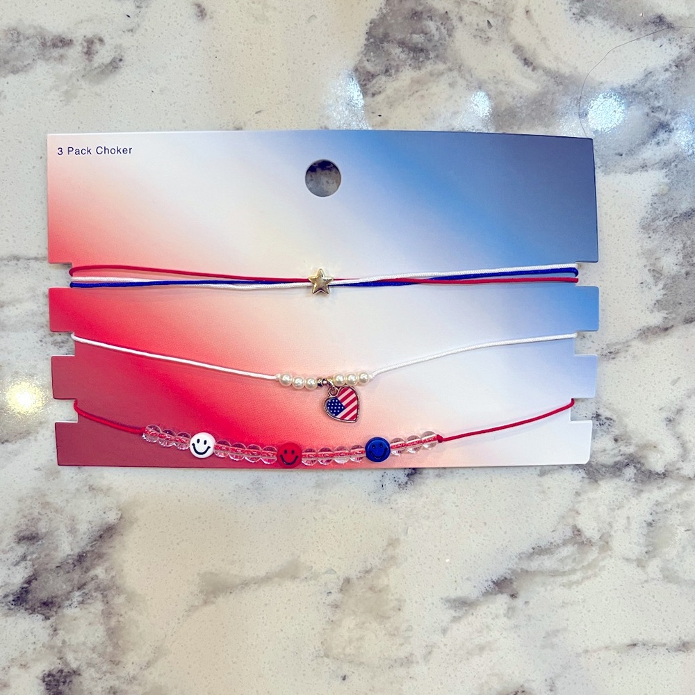4th of July choker necklaces - 3 pack